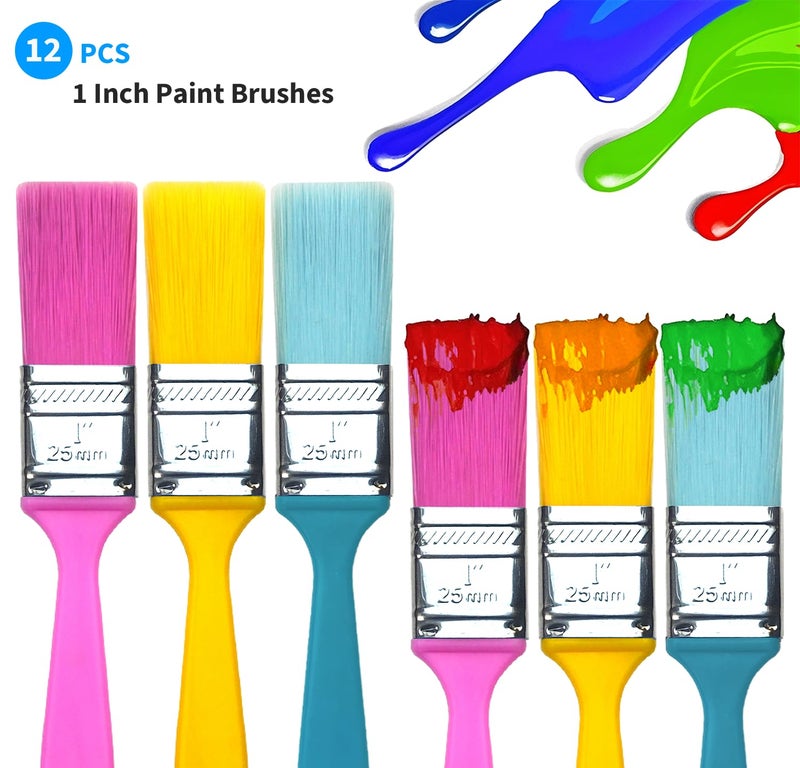 Greatandrew Great Andrew 12 PCS Small Paint Brushes1 Inch, Paint Brush for Painting Acrylic Oil Crafts DIY, Paint Brushes for Walls,Touch Up,Trim Painting Supplies - Image 3